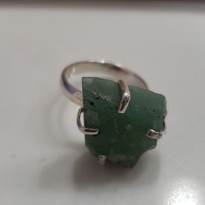 Green Stone 950 Silver Ring